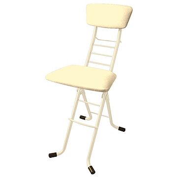 ワーキングチェアモア 折りたたみ椅子 日本製 スチールパイプ アイボリー×ミルキーホワイト 幅35cm 高さ6段調節