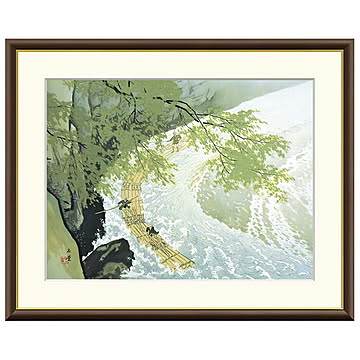 額絵 筏 川合玉堂 52x42cm 三幸
