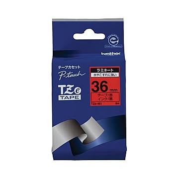 (まとめ) ブラザー BROTHER ピータッチ TZeテープ ラミネートテープ 36mm 赤／黒文字 TZE-461 1個 【×10セット】