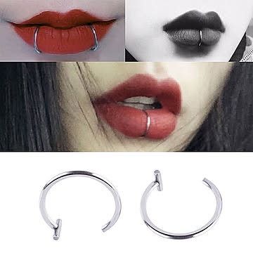 リップカフ 唇 リング カフ アクセサリー 2個セット ジュエリー シルバー クラブ ジュエル jewel レゲエ CLUB メンズ レディース 男女兼用 HIPHOP