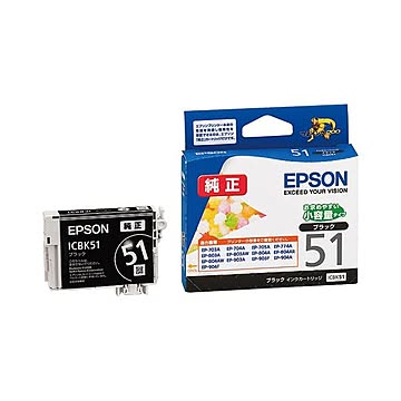 （まとめ） エプソン EPSON インクカートリッジ ブラック 小容量 ICBK51 1個 【×5セット】