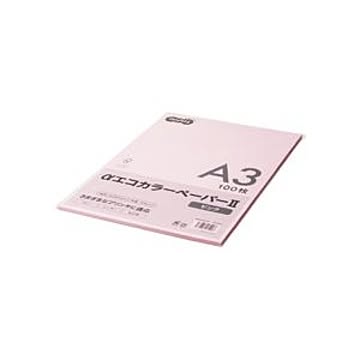 （まとめ） TANOSEE αエコカラーペーパーII A3 ピンク 少枚数パック 1冊（100枚） 【×5セット】