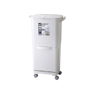 HOME＆HOME ワゴンペール 4セット 縦型分類 ゴミ箱 3分別 45W キャスター付き フタ付き グレー