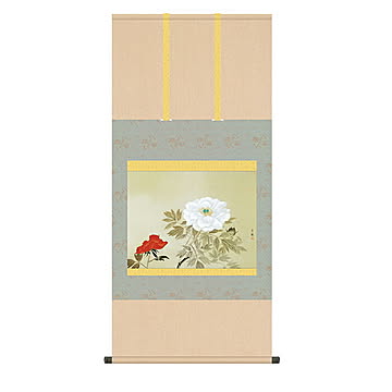 掛け軸 牡丹 小林古径 54.5x115cm 三幸