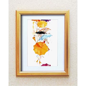絵画フレーム 【いわさきちひろの世界】ゴールドフレーム ■いわさきちひろ絵画額(金)「かえり道」 ／壁掛け用 ひも付き 日本製