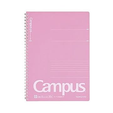 （まとめ）コクヨ キャンパスツインリングノート（PP表紙・スリム）セミB5 B罫 30枚 表紙ピンク ス-T105BN-P 1セット（5冊）【×10セット】