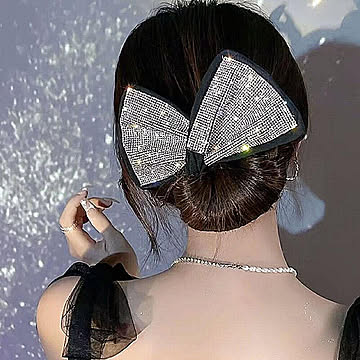 【在庫限り】ヘアアクセサリー ラインストーン キラキラ 大 リボン ジルコニア アクセサリー 髪留め ジュエル jewel 北欧 ナチュラル オリエンタル シンプル