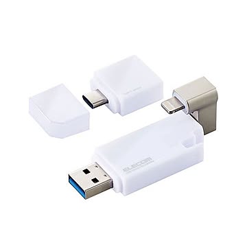 エレコム iPhone iPad USBメモリ Apple MFI認証 Lightning USB3.2Gen1 USB3.0対応 16GB ホワイト MF-LGU3B016GWH