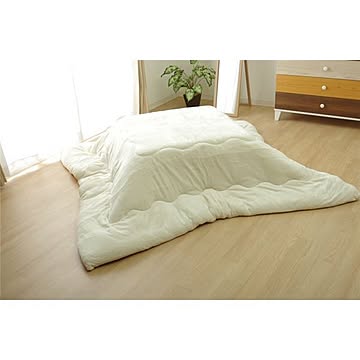 こたつ布団 【単品 長方形 無地 アイボリー 約205×315cm】 厚掛タイプ フランネル リバーシブル 抗菌 防臭 〔リビング〕