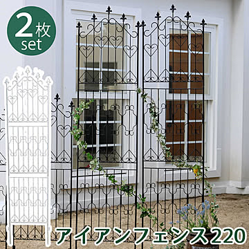 アイアンフェンス220 ハイタイプ 2枚組【 フェンス アイアン ガーデンフェンス ガーデニング 枠 柵 仕切り 目隠し 境目 クラシカル アンティーク トレリス ベランダ つる 薔薇 バラ