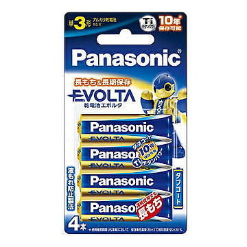パナソニック Panasonic EVOLTA エボルタ 単3形 アルカリ乾電池 4本パック LR6EJ/4B 台風 防災グッズ 管理No. 4984824811423