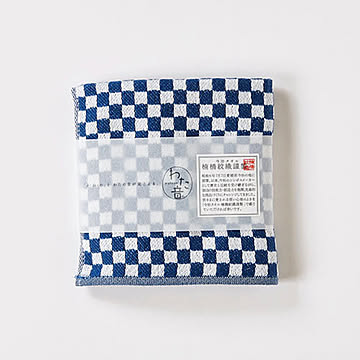 楠橋紋織 くすばしタオル わた音 ハンカチタオル 25cm×25cm ネイビー