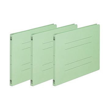 （まとめ）TANOSEE フラットファイル（ノンステープルタイプ）A4ヨコ 150枚収容 背幅18mm 緑 1パック（3冊）【×30セット】