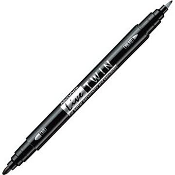 (まとめ) モナミ 油性ツインマーカー 細字+極細 黒 15001 1本 【×60セット】