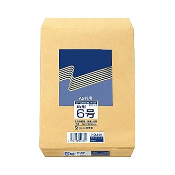 (まとめ) ピース R40再生紙クラフト封筒 角6 85g／m2 635 1パック（100枚）  【×10セット】