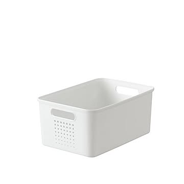 収納ボックス 収納ケース ホワイト×3セット 取っ手穴付き シューノ キッチン リビング パントリー