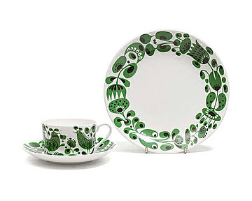 【復刻版】 グスタフスベリ チュールチュール 4978 ティーカップ＆ソーサー + 4973 プレート 18cm GUSTAVSBERG Turtur