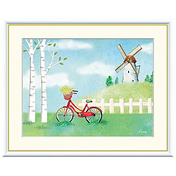 額絵 自転車 青木奏 42x34cm 三幸