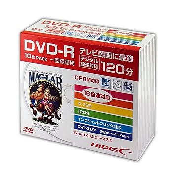 (まとめ)HIDISC DVD-R 録画用5mmスリムケース10P HDDR12JCP10SC×5セット