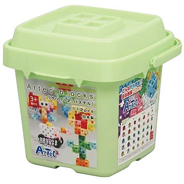 (まとめ)アーテック Artecブロック/カラーブロック 【パステル】 バケツ入り 112pcs ABS製 【×5セット】