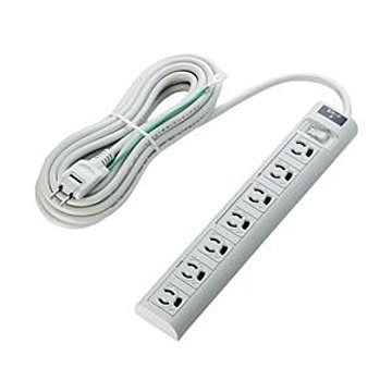 エレコム RoHS指令3ピン対応タップ／7個口／マグネット付／雷ガード／スイッチ連動／5.0m／グレー T-T05-3750LG/RS
