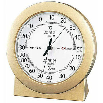 EMPEX 温度・湿度計 スーパーEX高品質 温度・湿度計 卓上用 EX-2768 シャンパンゴールド 管理No. 4961386276808