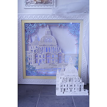 むにゅむにゅ ムニュムニュ 絵画 サンタマリアデッラサルーテ聖堂 切り絵 シャビー エレガント シャビーシック LED 間接照明 ライト