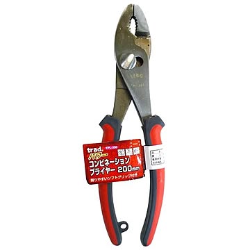 (業務用5個セット) trad パワーコンビネーションプライヤー TPL-200 200mm レッド＆グレー
