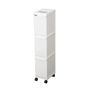 ユニード スリムペール 3段 ゴミ箱 キャスター付き ホワイト 30L 10L×3 約幅20.5cm