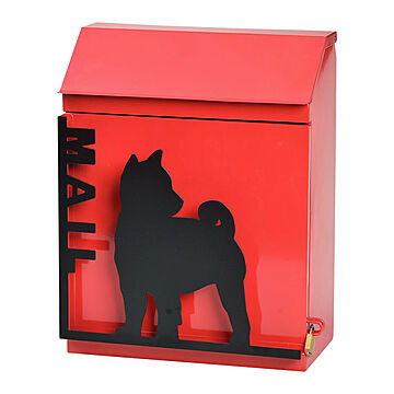 ポスト 壁掛け メールボックス 郵便受け 郵便ポスト 鍵付き 新聞受け 薄型 北欧 シルエット レッド 犬 猫 SI-1505