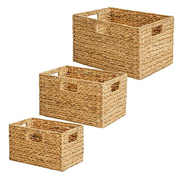 バスケット S M L 3個セット 天然素材 ウォーターヒヤシンス IW-56 幅43x奥行31x高さ25cm 岩附