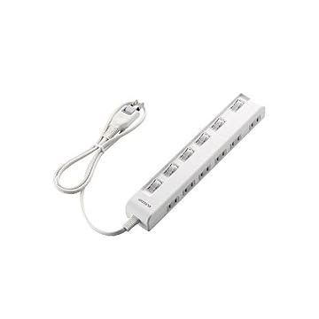 (まとめ)エレコム 個別スイッチ付省エネタップ(横挿しタイプ) T-E5C-2610WH×3セット