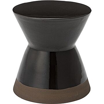 ブラック オットマン スツール 兼用 サイドテーブル 直径30cm×高さ31cm 陶器製 屋外対応 インテリア家具