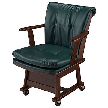 ダークブラウン 回転ダイニングチェア キャスター付 幅62.5cm 木製 合皮 組立品
