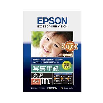 (まとめ）エプソン EPSON 写真用紙＜光沢＞ A4 KA4100PSKR 1冊(100枚)【×3セット】