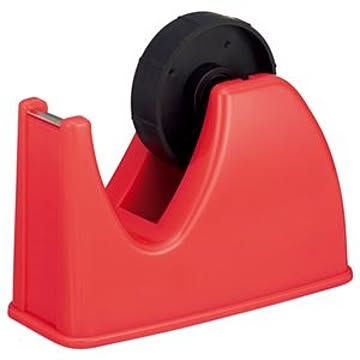 （まとめ） TANOSEE テープカッター台 大巻・小巻両用 赤 1台 【×15セット】