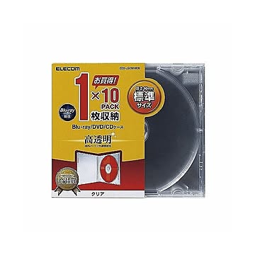 (まとめ)エレコム Blu-ray/DVD/CDケース(標準/PS/1枚収納) CCD-JSCN10CR×5セット