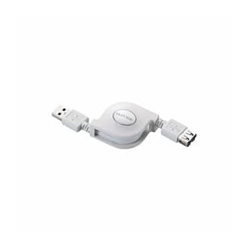 (まとめ)エレコム 巻き取りUSB3.0延長ケーブル(A-A) USB3-RLEA07WH【×3セット】