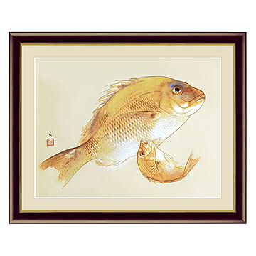 アート 額絵 海幸 竹内 栖鳳 本紙サイズ F4(約31x23cm) 額サイズ 42x34cm 三幸