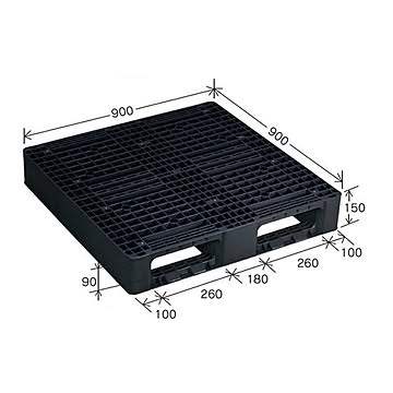 樹脂パレット/軽量パレット 【JL-D2・0909】 ブラック 材質：再生PP 安全設計【代引不可】