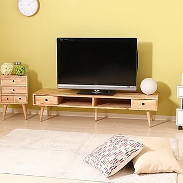 Natural Signature 木製テレビボード 幅150cm ナチュラル色 スライド式引出付き ロータイプ