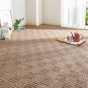 ループパイルカーペット 江戸間6畳 グレージュ 約261×352cm 床暖房対応 防炎 防ダニ 抗菌 撥水 撥油