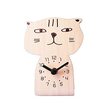 時計 置き時計 北欧 日本製 シンプル ネコ ねこ 猫 動物 chara cats CAT 木製 スタンドクロック ヤマト工芸