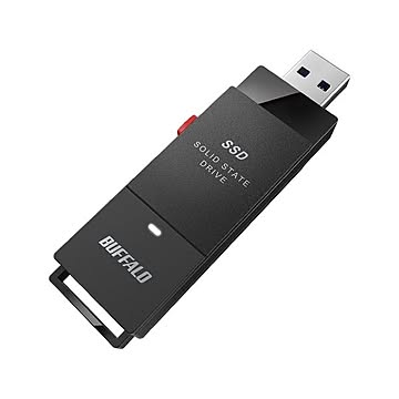バッファロー USB3.2（Gen1） ポータブルSSD 500GB スティック型 SSD-PUT500U3-BKC