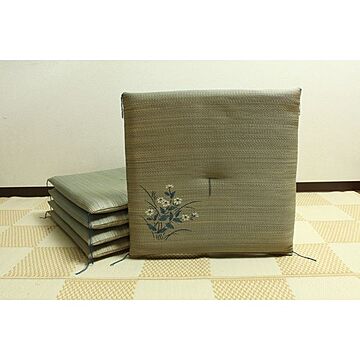 日本製 い草座布団 5枚組 メセキ織 約55×55cm×5P 捺染返し 抗菌防臭 調湿 ブルー
