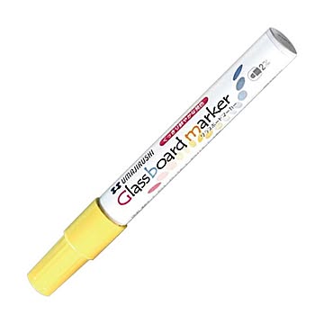 （まとめ）馬印 グラスボードマーカー イエローBGB-Y 1本【×20セット】