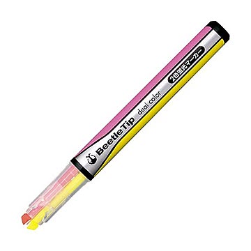 (まとめ) コクヨ 2色蛍光マーカービートルティップ イエロー×ピンク PM-L303-1-1P 1本  【×100セット】
