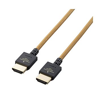 エレコム HDMIケーブル 2m プレミアム やわらか インテリア ライトブラウン DH-HDP14EY20LB