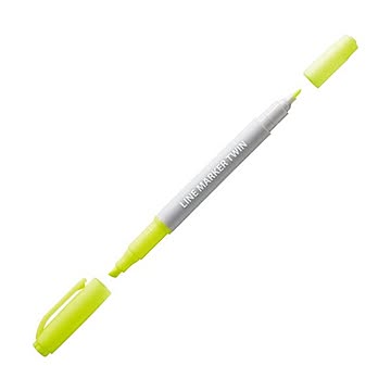 (まとめ) TANOSEE 蛍光マーカーツインタイプ（キャップ式） イエロー 1本 【×300セット】
