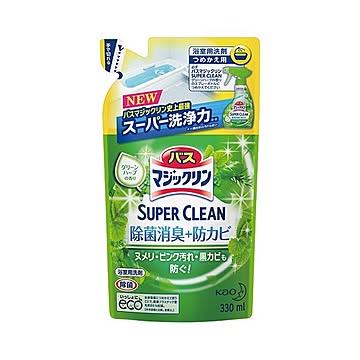 （まとめ）花王 バスマジックリン 泡立ちスプレーSUPER CLEAN グリーンハーブの香り つめかえ用 330ml 1個【×20セット】